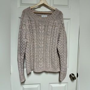John + Jenn Women’s Sweater Cable Knit Pullover Long Sleeve Size M